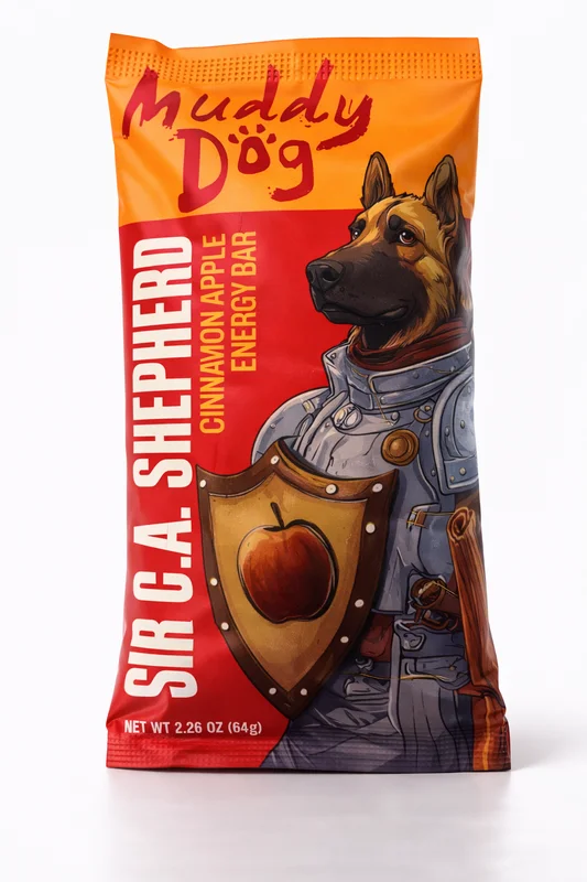 Muddy Dog Human Treats - Sir C.A. Shepherd - Cinnamon Apple Energy Bar - Gluten-Free Nut-Free Granola Bars (12 Pack)
