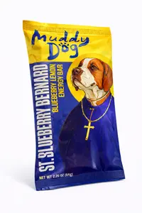 Muddy Dog Human Treats - St. Blueberry Bernard - Blueberry Lemon Energy Bar - Gluten-Free Nut-Free Granola Bars (12 Pack)
