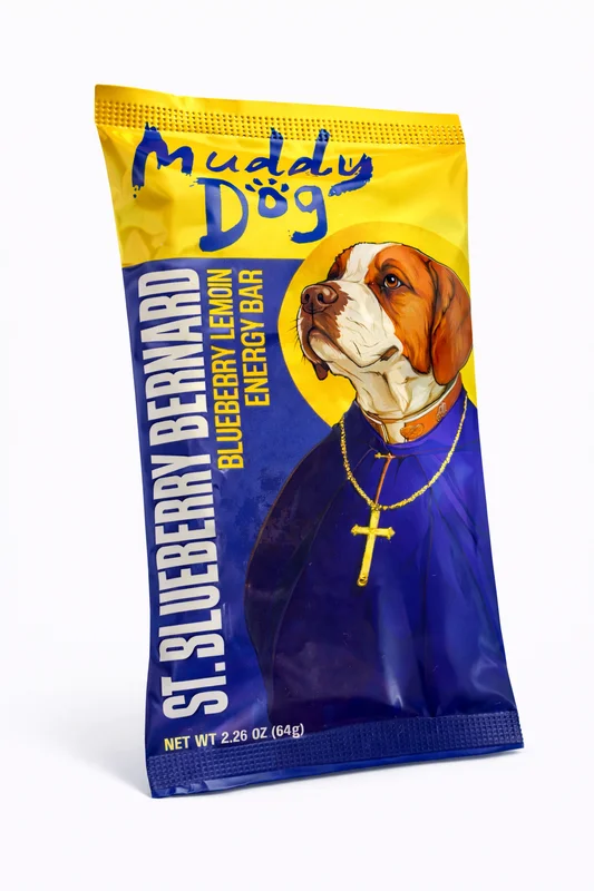Muddy Dog Human Treats - St. Blueberry Bernard - Blueberry Lemon Energy Bar - Gluten-Free Nut-Free Granola Bars (12 Pack)